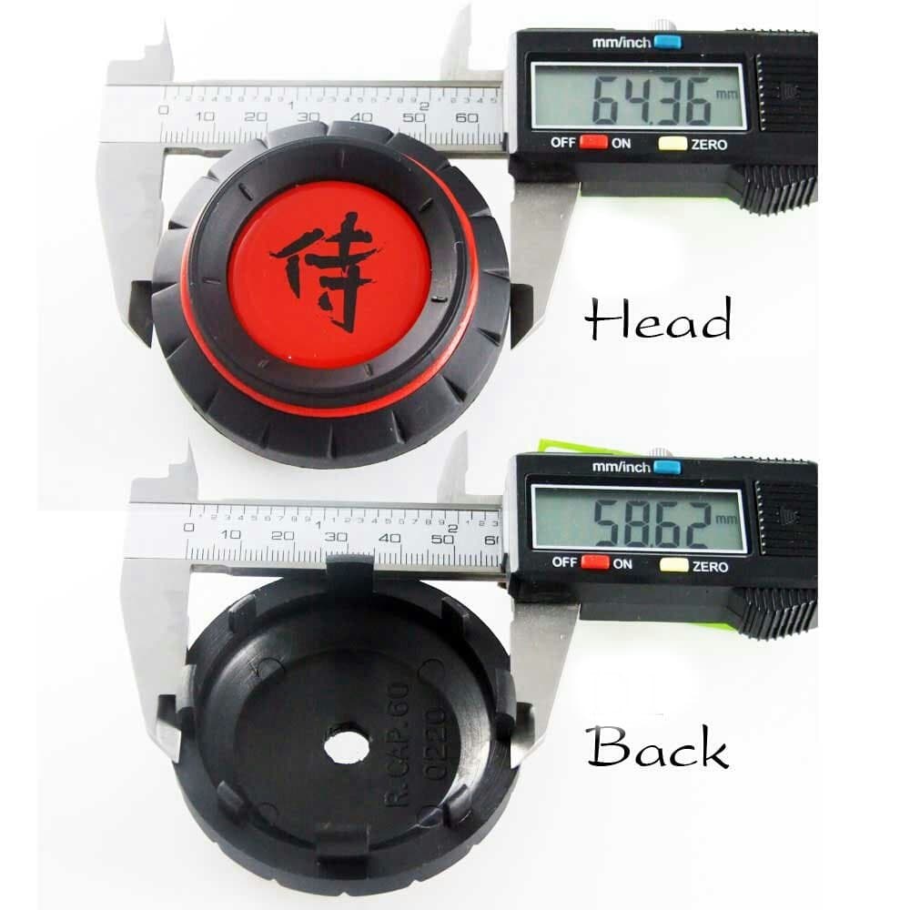 LENSO 4PCS Samurai Hub Caps Wheel Center Cap D1= 58mm. D2= 67mm.Wheel Rim 15" 16" 17"