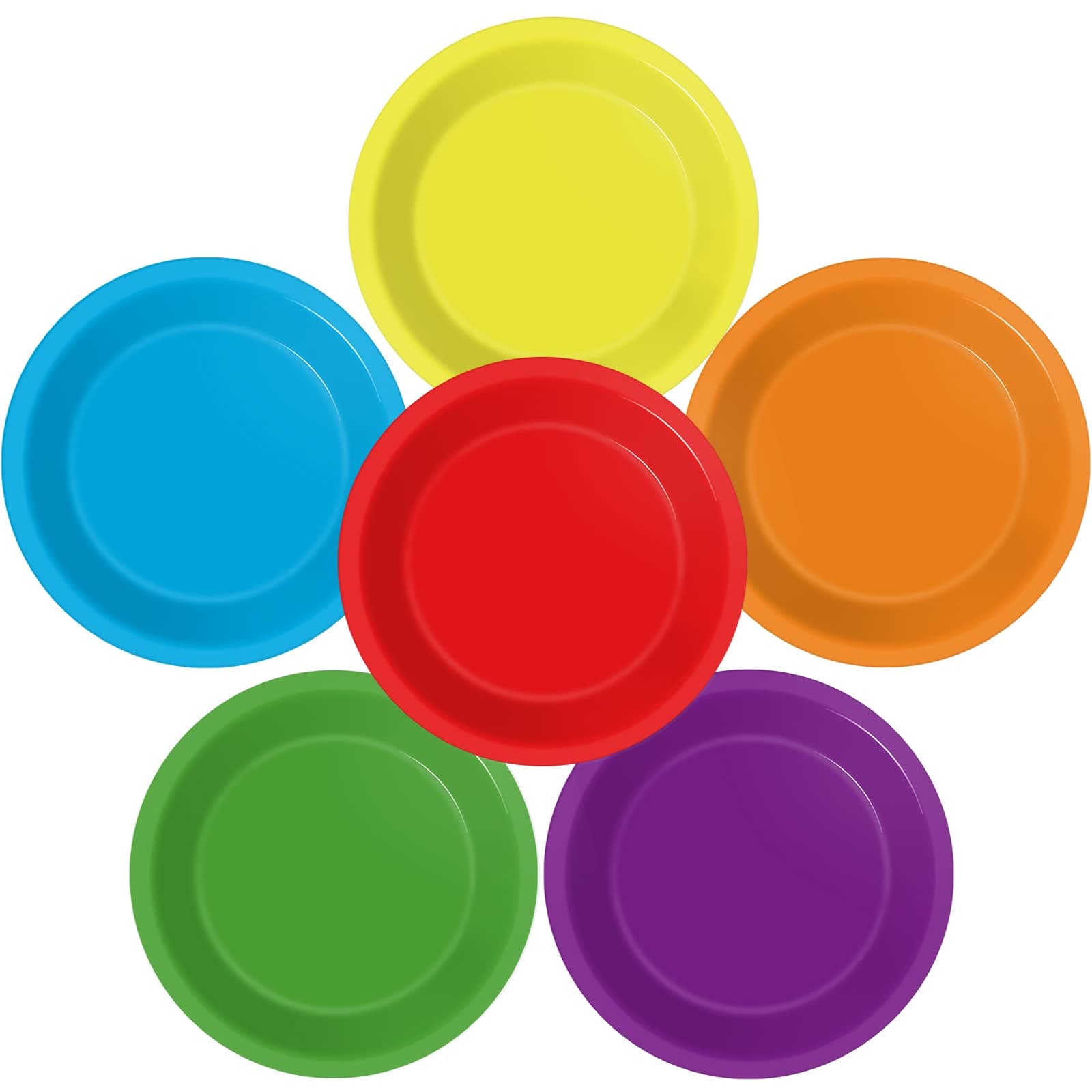 Wiooffen 48 Pcs Colorful Paper Plates - Birthday Party Supplies, Colored Disposable Party Paper Tray, Premium Dessert Cake Decorations for 48 Guests, 7in Round