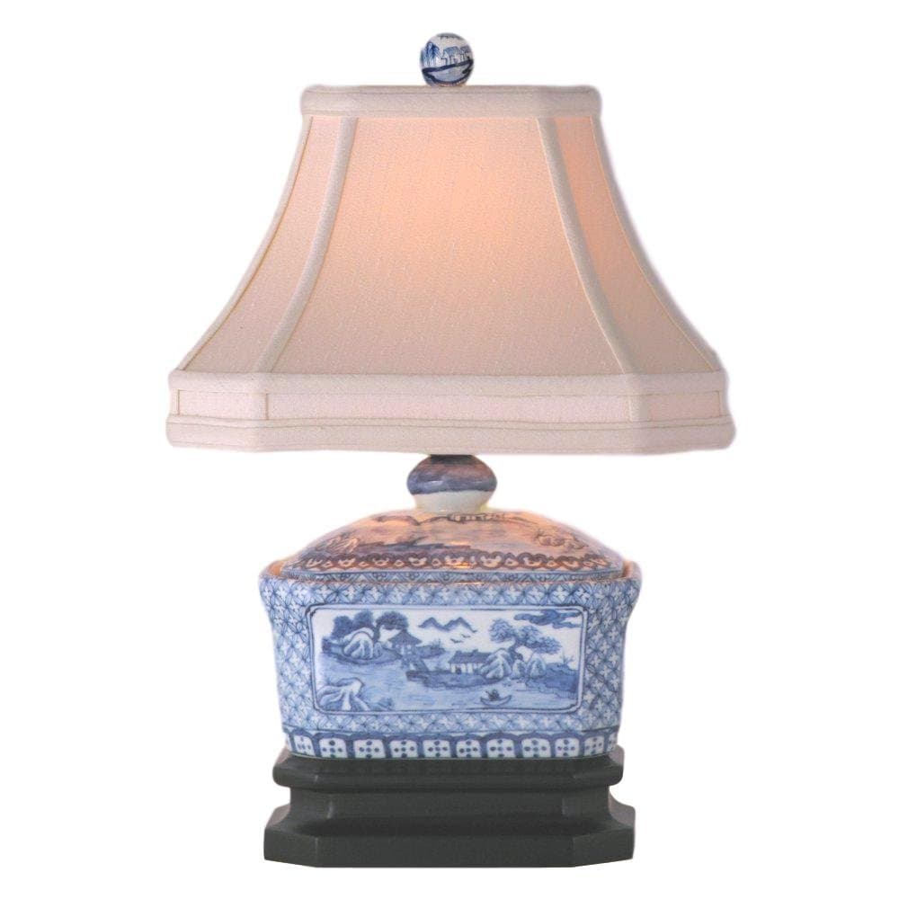 Mtbkwinn Enterprises LPDBWS088A Box Table Lamp - Blue and White