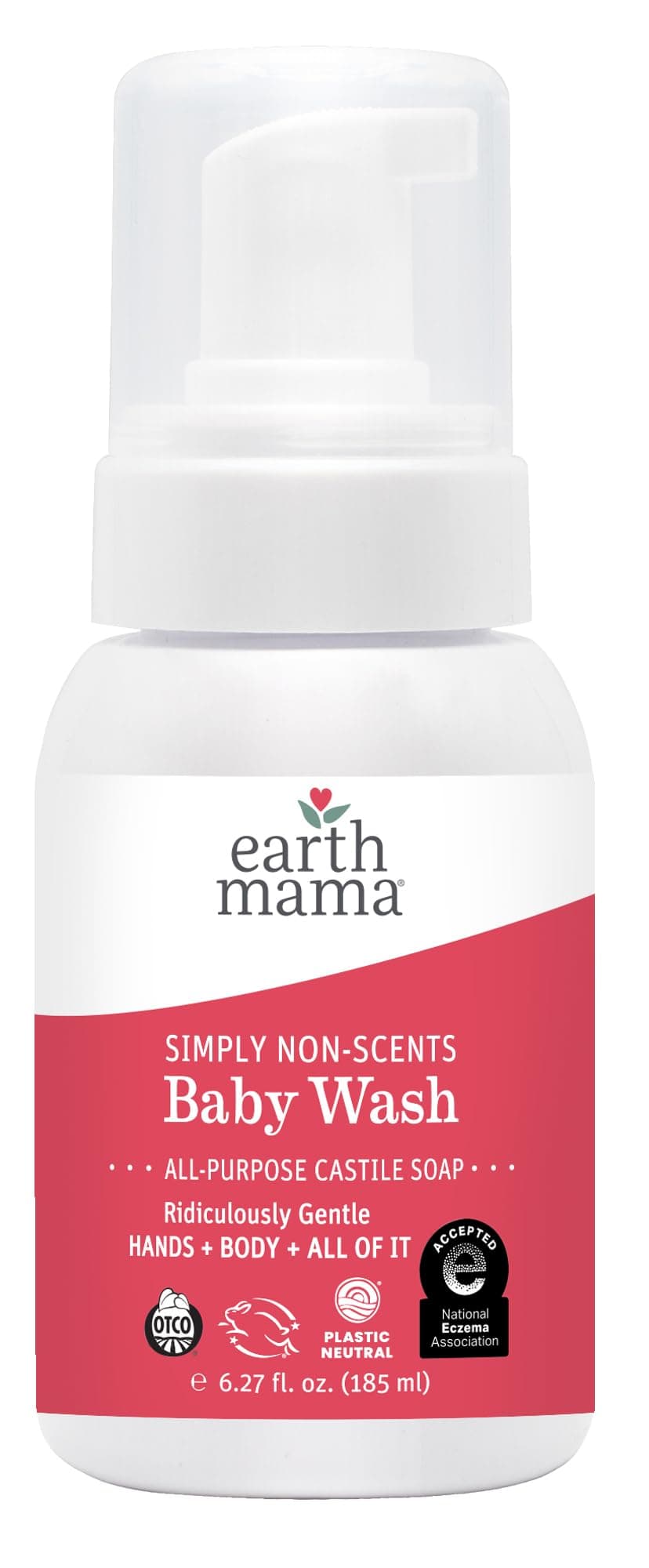 Earth Mama Simply Non-Scents Foaming Hand Soap | Pure Castile Germ-Fighting Body Wash, 5.3-Fluid Ounce