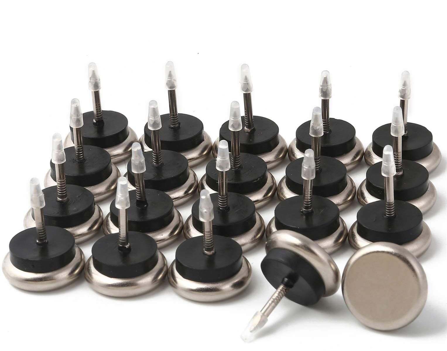 Dia Nail On Furniture Glides for Chairs, Tables - Furnigear Nickel Base Cushioned Furniture Nails - Allowing Chairs to Glide Effortlessly Over Carpet Floors (3/4", 20 Pack-Grey)