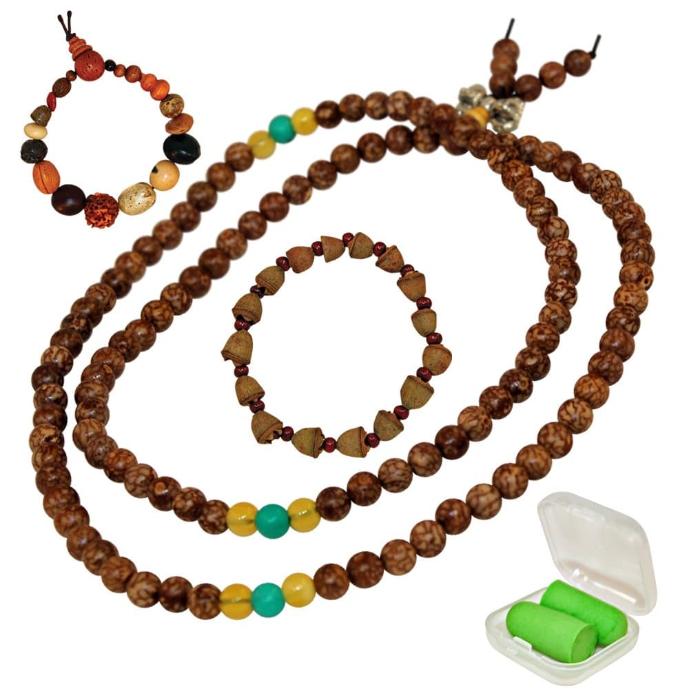 Zen Series Meditation Mala Bracelet Kit with Course Includes Meditation Beads Bracelet, a Mala Bracelet, and a Bodhi Seed Bracelet (Brown Sandlewood Meditation Wrap)