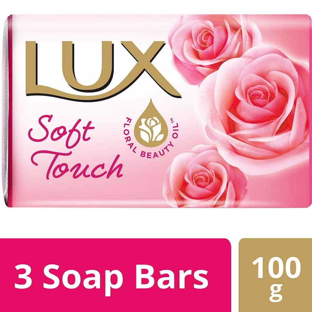 Lux Soft Touch French Rose & Almond oil Soap Bar, 100g (Pack of 3)
