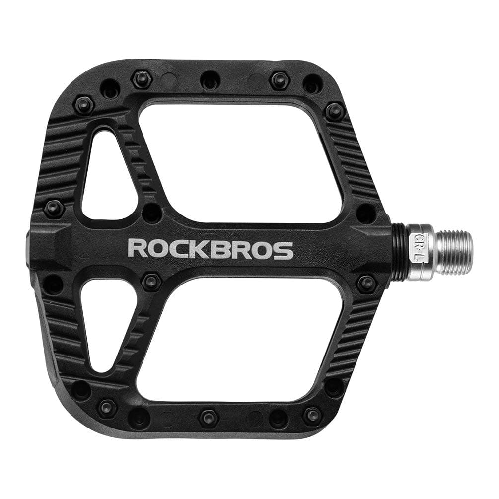 Rock BROS Mountain Bike Pedals Nylon Composite Bearing 916 MTB Bicycle Pedals with Wide Flat Platform Black.