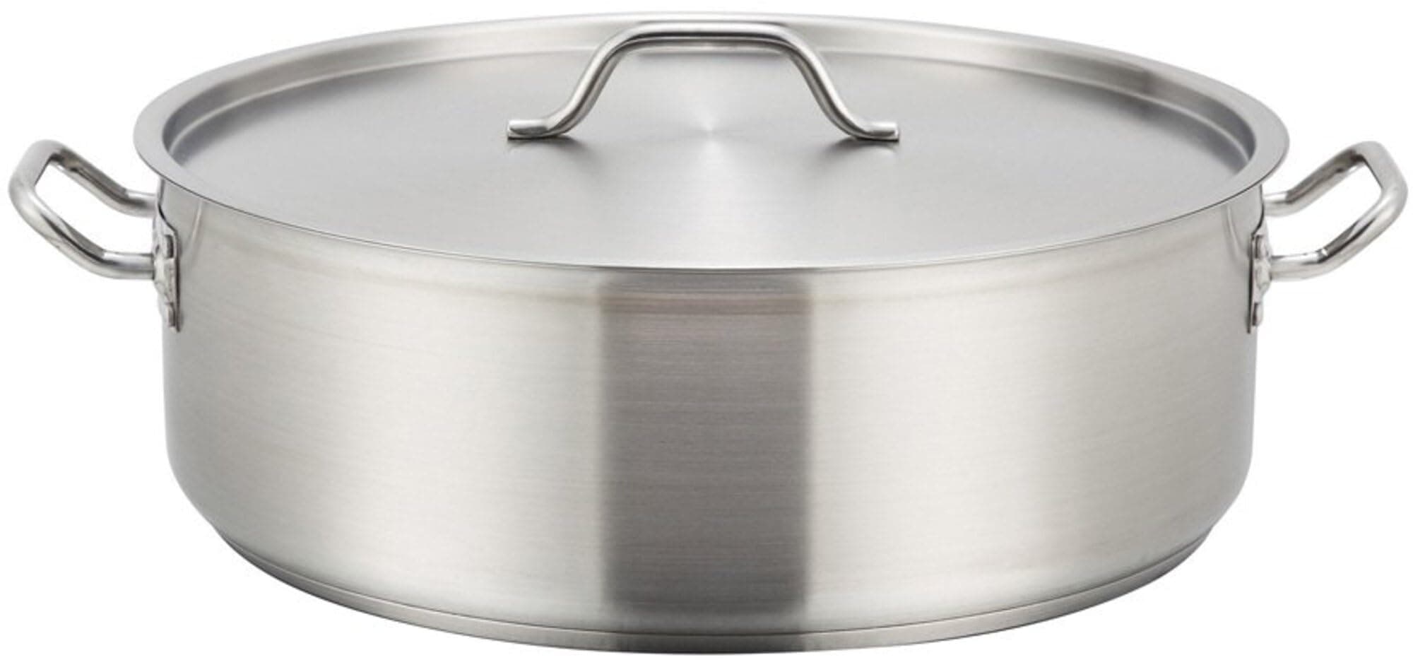 Winco SSLB-15, 15-Quart Stainless Steel Brazier Pan with Cover, Silver