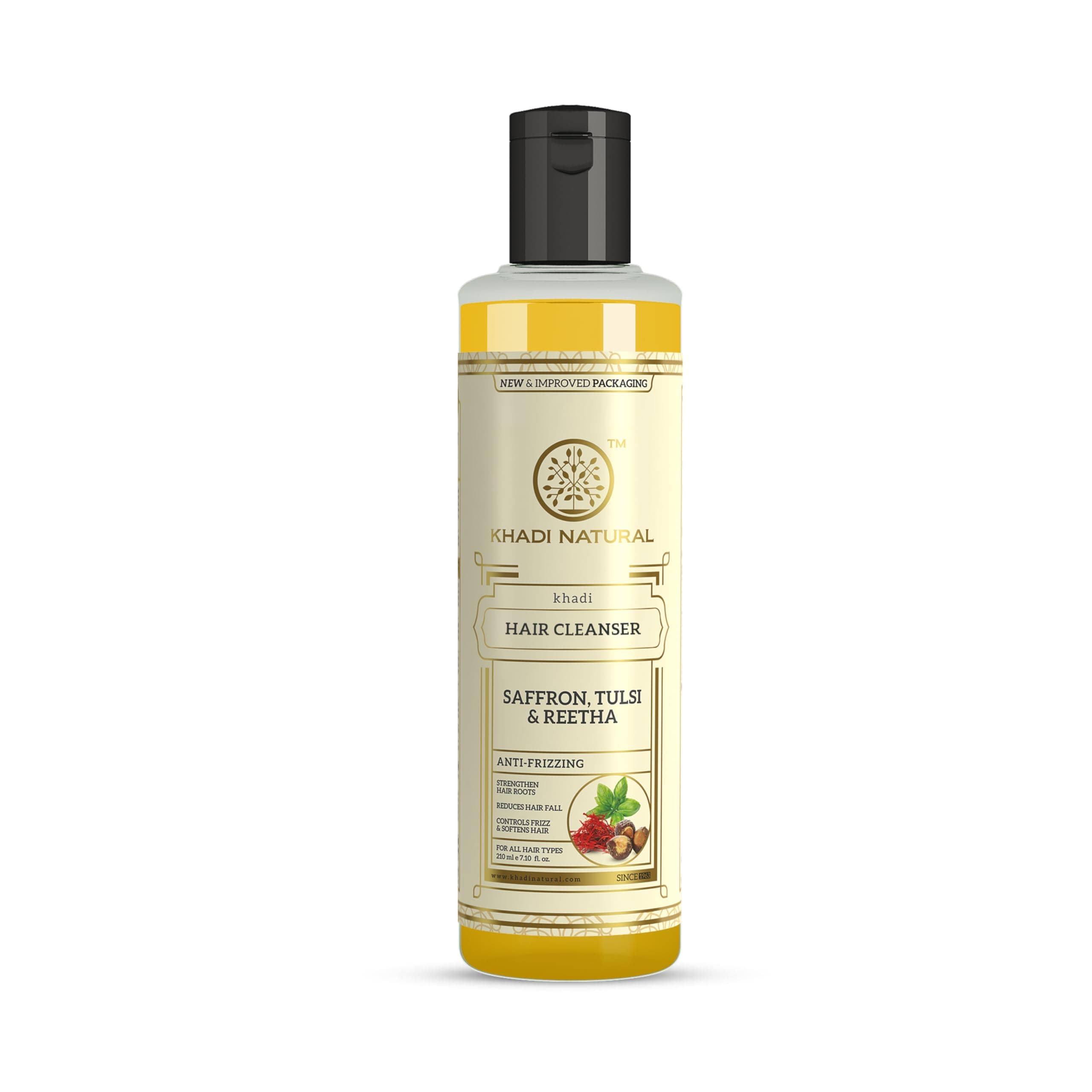 KHADI NATURAL Saffron, Tulsi and Reetha Hair Cleanser (Shampoo), 210ml