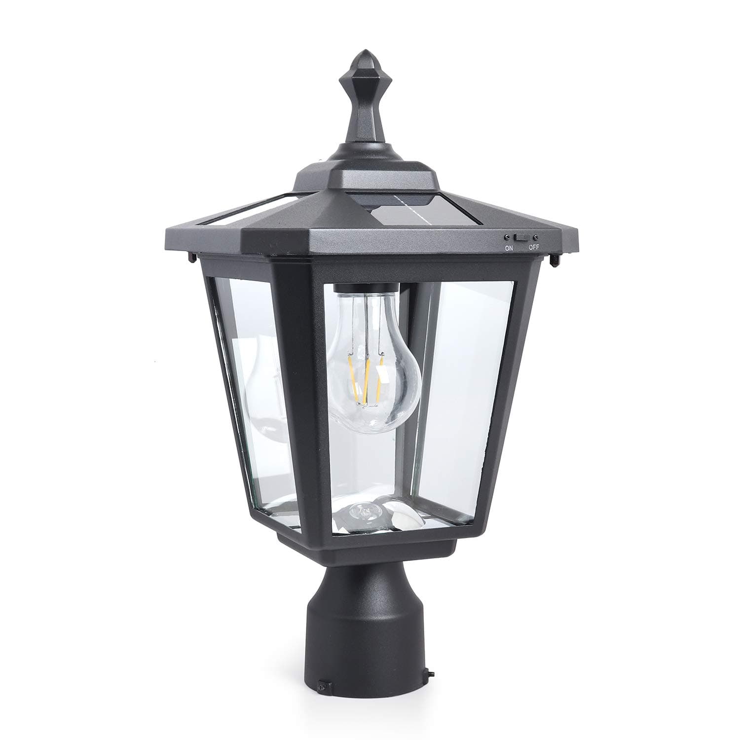 Kemeco ST4319Q-A Filament LED Cast Aluminum Solar Post Light for Outdoor Garden Post Pole Pier Mount Yard