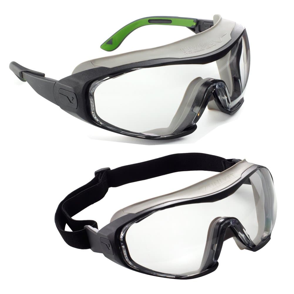 Univet 6X1 Perfect Hybrid Safety Glasses/Goggles with Clear Lens