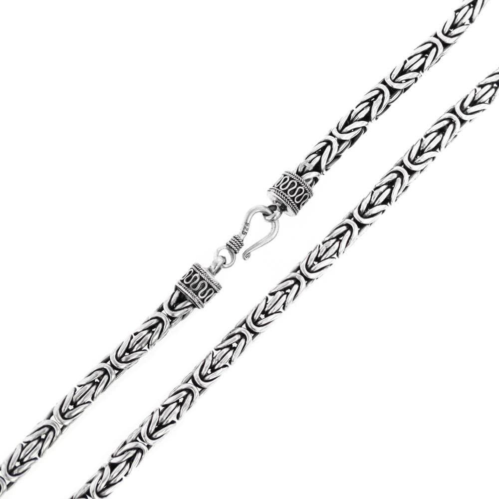 FifiRose 3mm Round Byzantine Bali Handmade Chain Necklace Solid 925 Sterling Silver