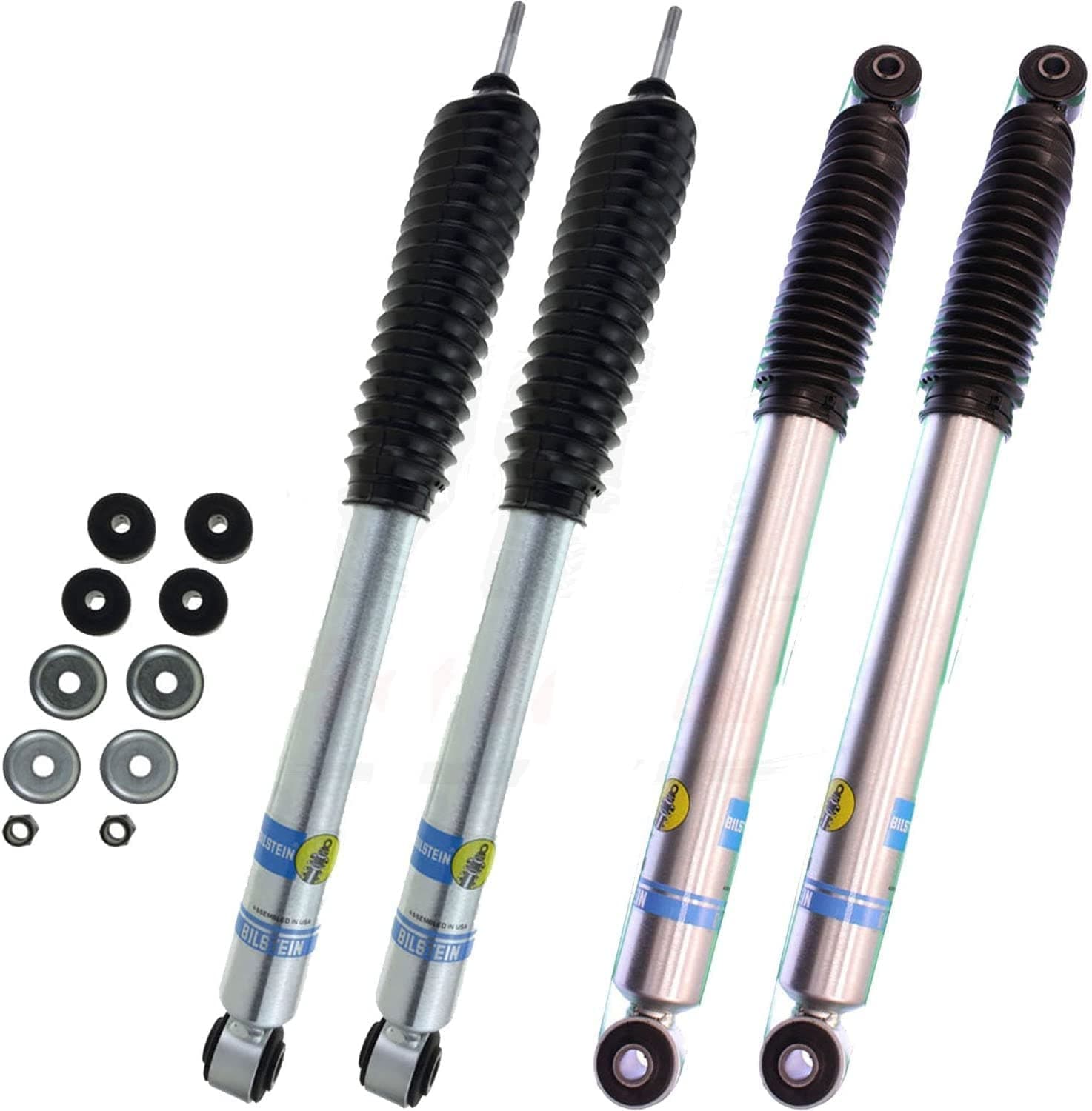 Bilstein 24-185776 24-191203 Set of 4 B8 5100 Series Monotube Replacement Gas Charged Shock Absorbers for 03-10 Dodge Ram 2500 4WD 0-2.5 Inch Front and 0-1 Inch Rear Lift