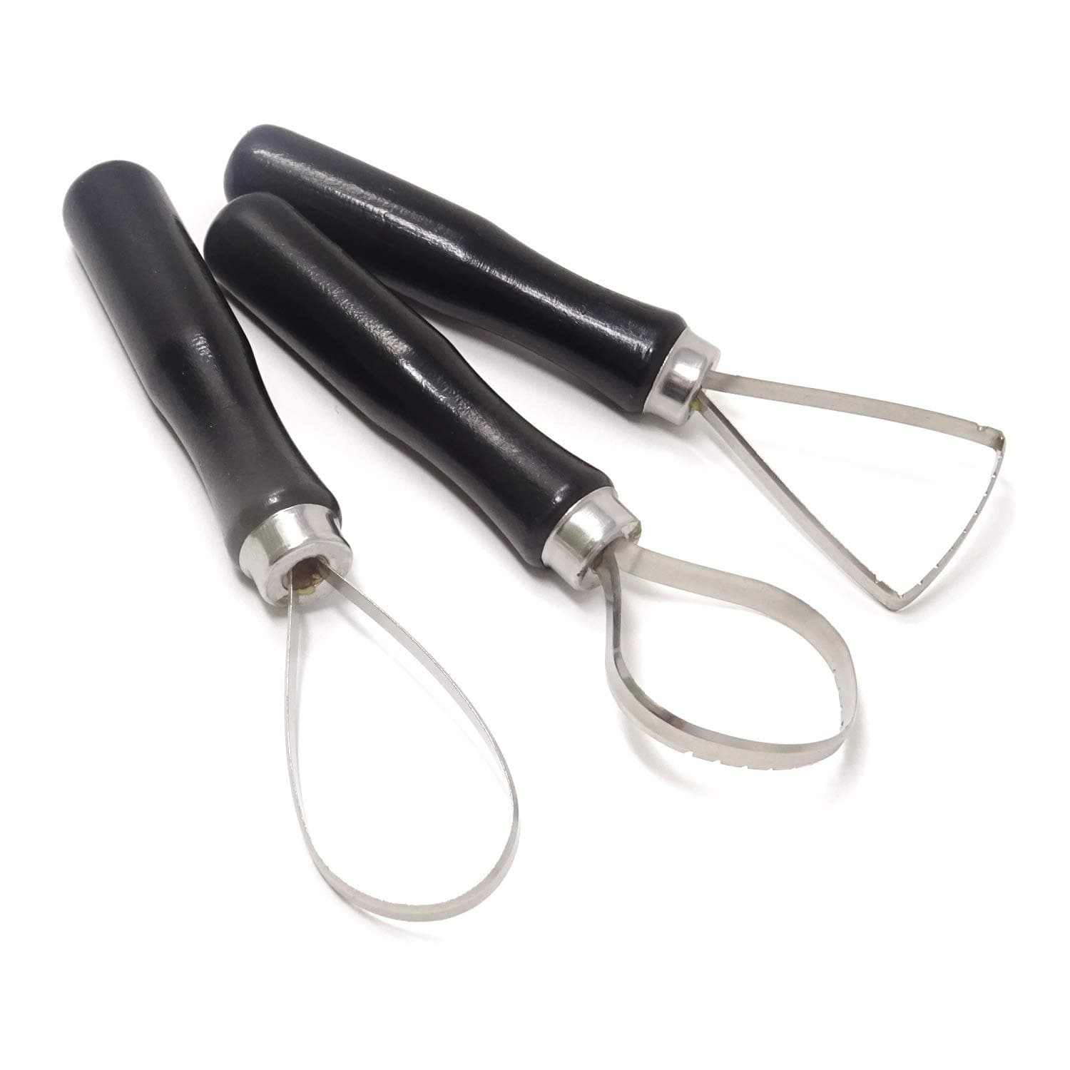 Honbay 3-Piece Clay Sculpture Tools Big Loop Scraper Knife with Sawtooth