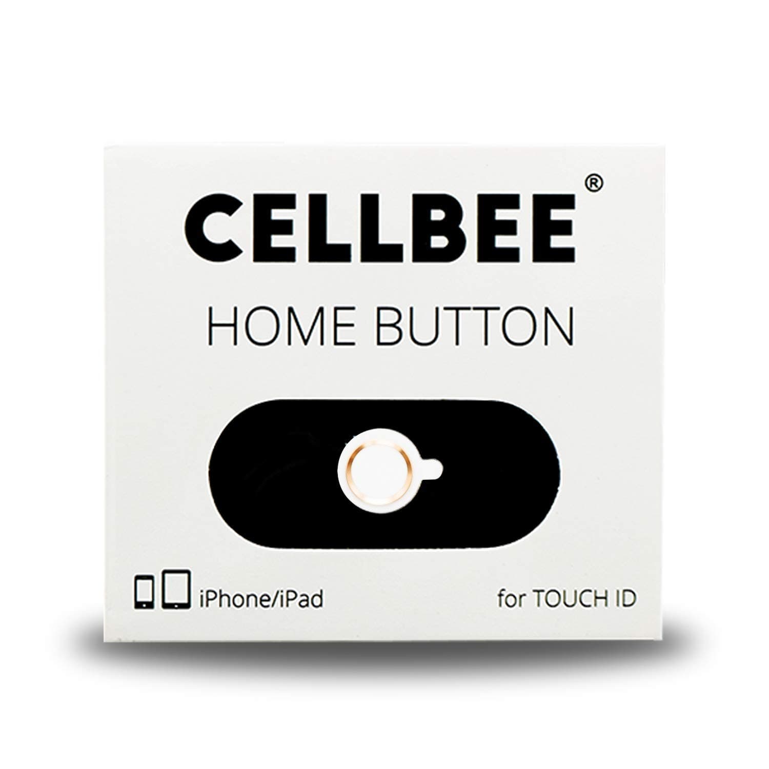 CellBee Compatible With iPhone iPad Home Button Touch ID Sticker Gold Ring 2.0 - Top-Up For iPhone 6 6s 7 8 Plus iPad Air Mini Tempered Glass