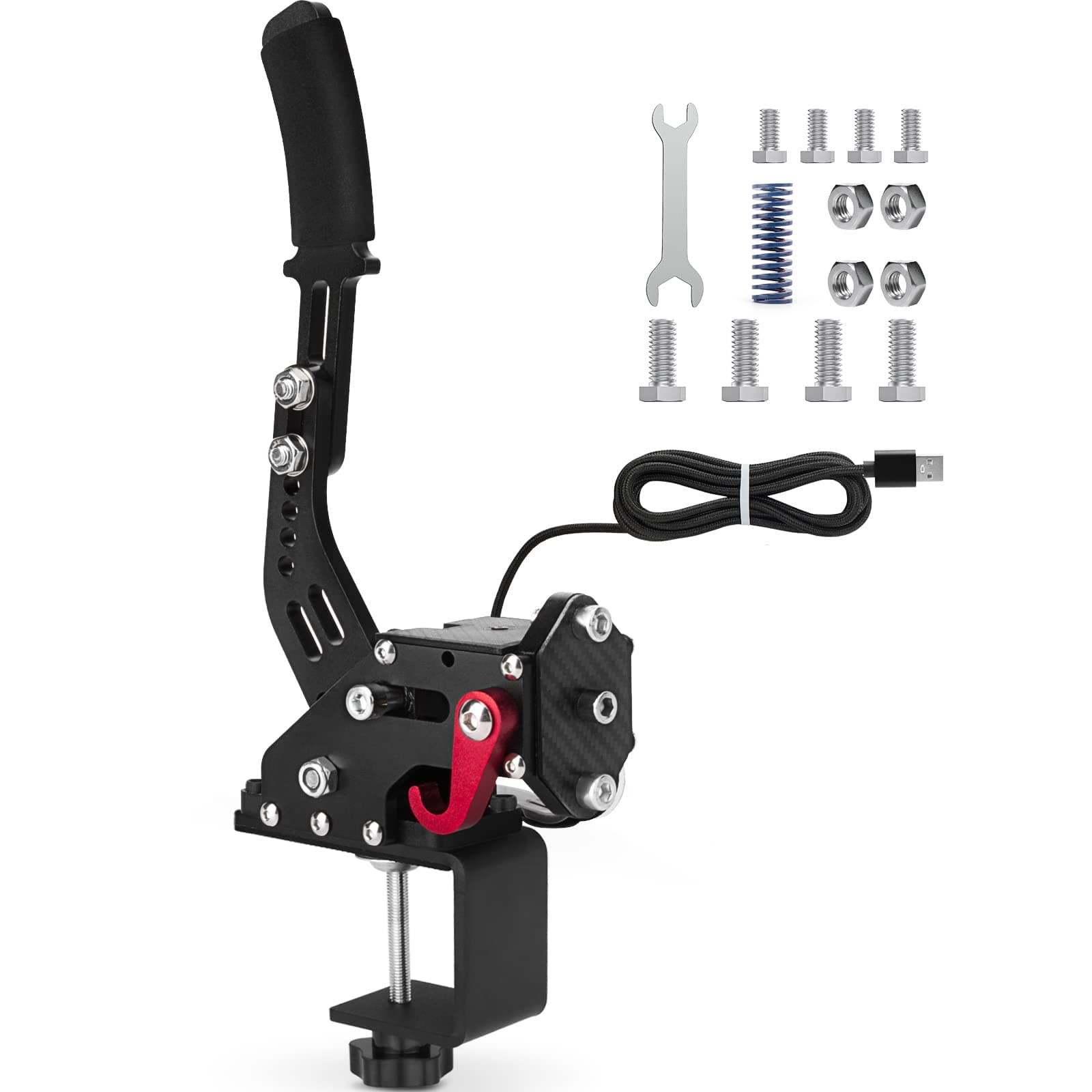 aikeec 14Bit PC USB Handbrake SIM for Racing Games G25/27/29 T500 FANATECOSW Dirt Rally(Black+Clamp)