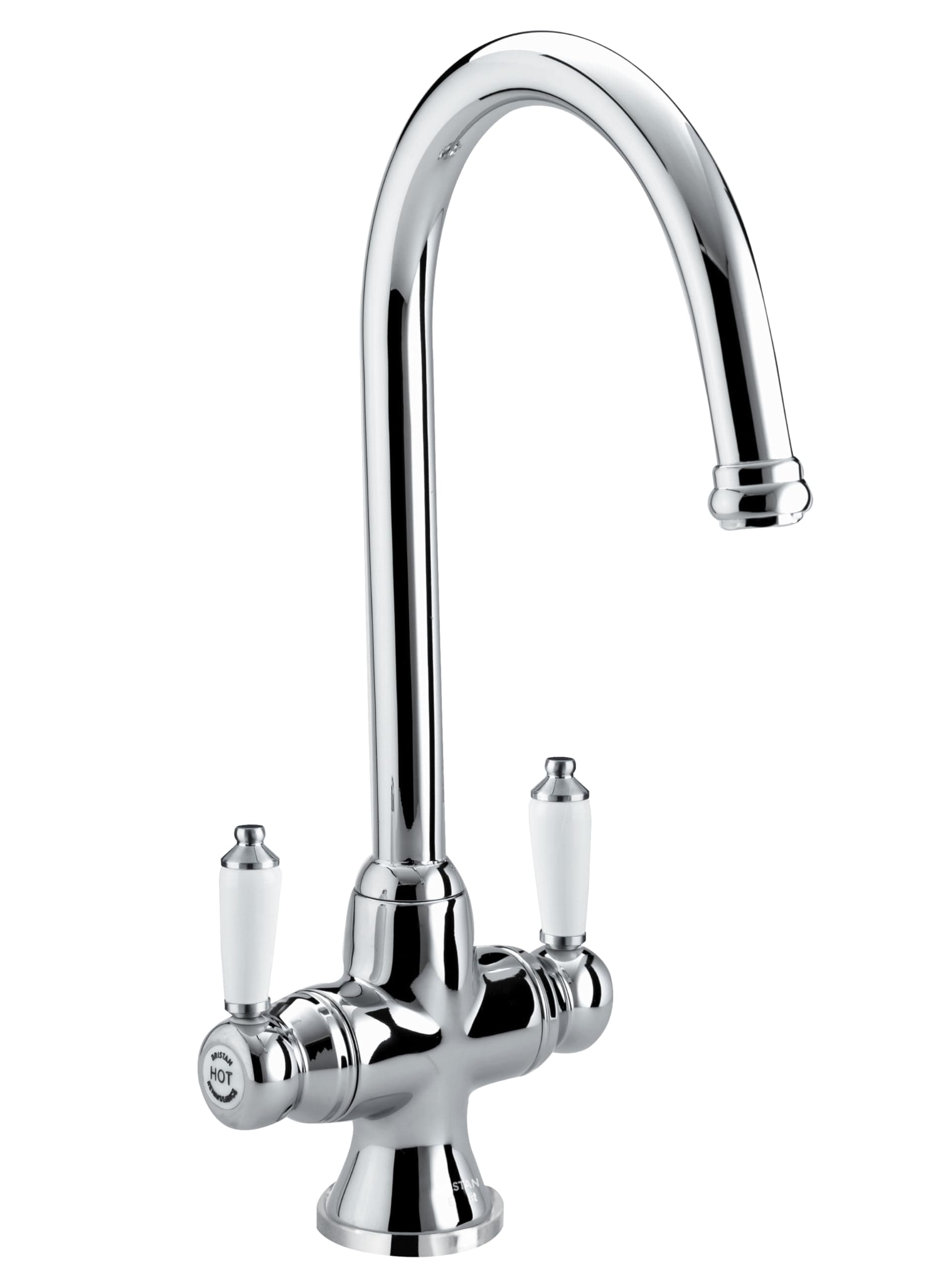 Bristan Renaissance Traditional Kitchen Tap - Swivel spout, Two Lever EasyFit Chrome Kitchen Sink tap, RS SNK EF C