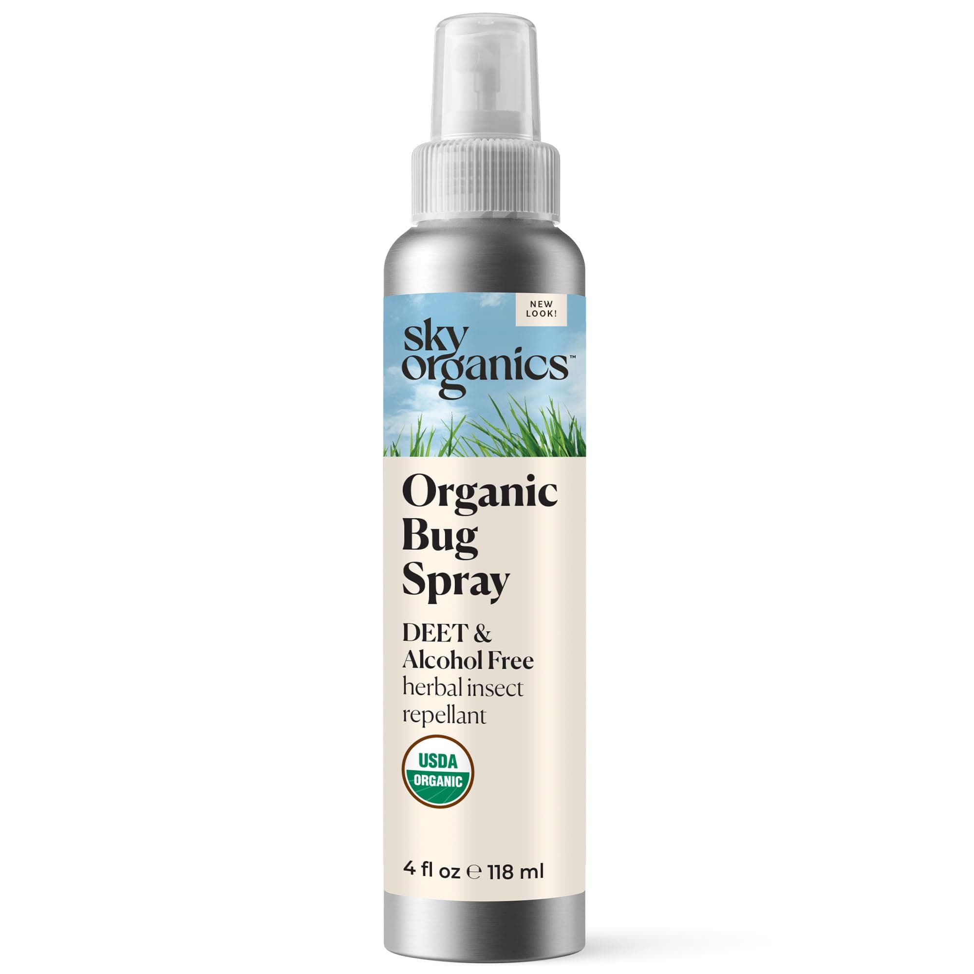 Sky OrganicsOrganic Bug Spray, 4oz - Deet & Alcohol Free - Herbal Insect & Mosquito Spray - Protect - Made w/Citronella & Lemongrass - Plant Based Formula - Natural, Vegan, & Cruelty FreeUSDA Organic