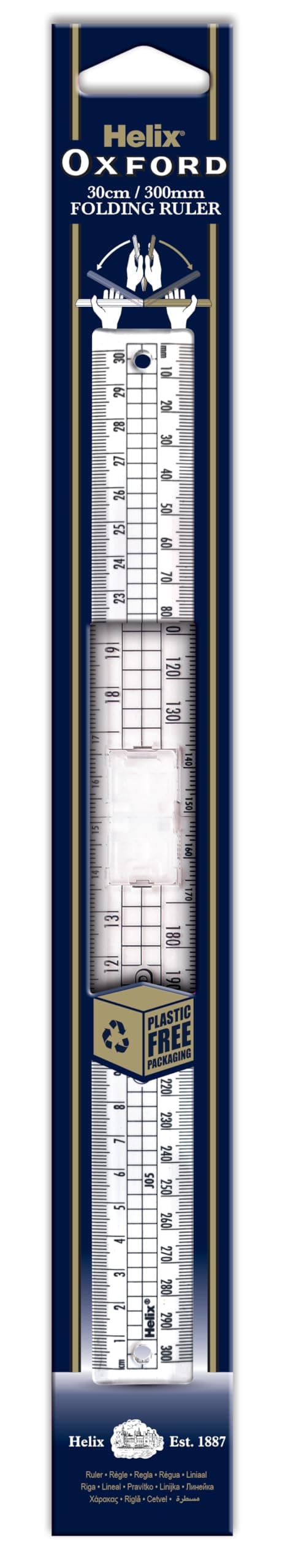 Helix Oxford 30cm Folding Ruler, Oxford Blue