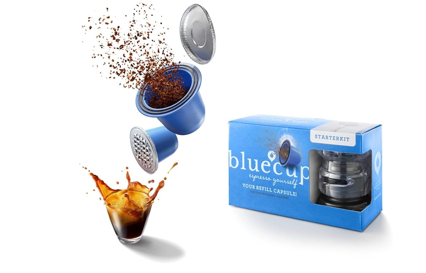 Reusable Capsules Nespresso, Refillable Pods Compatible with Nespresso Machines (Original line), Durable, Starter Pack [2 Reusable Capsules + 100 lids + 1 pod Sealer + 1 Spoon]
