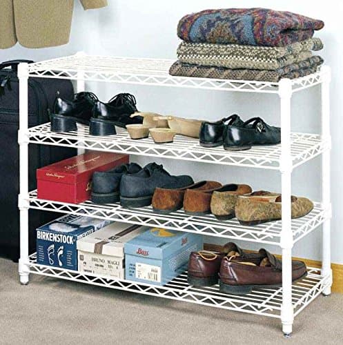 Four Shelf Shoe Rack - White Wire Shelf