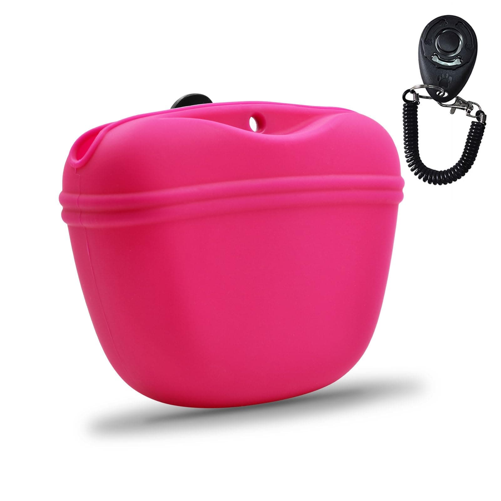 AUDWUD Silicone Dog Treat Pouch,With Dog Training Clicker,Clip on Portable Training Container,Convenient Magnetic Buckle Closing and Upgraded Waist Clip for Enhanced Stability