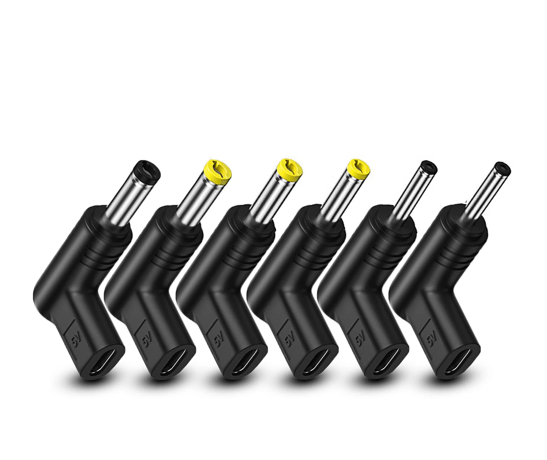 YAODHAOD USB 3.1 Type C Female to DC Male Adapter, 90 Degree Angled USB C to DC 5V PD Emulator Trigger Charging Adapter Plug for Laptop、Router、Mobile Power Supply Charger Connector (6 PCS) 5V