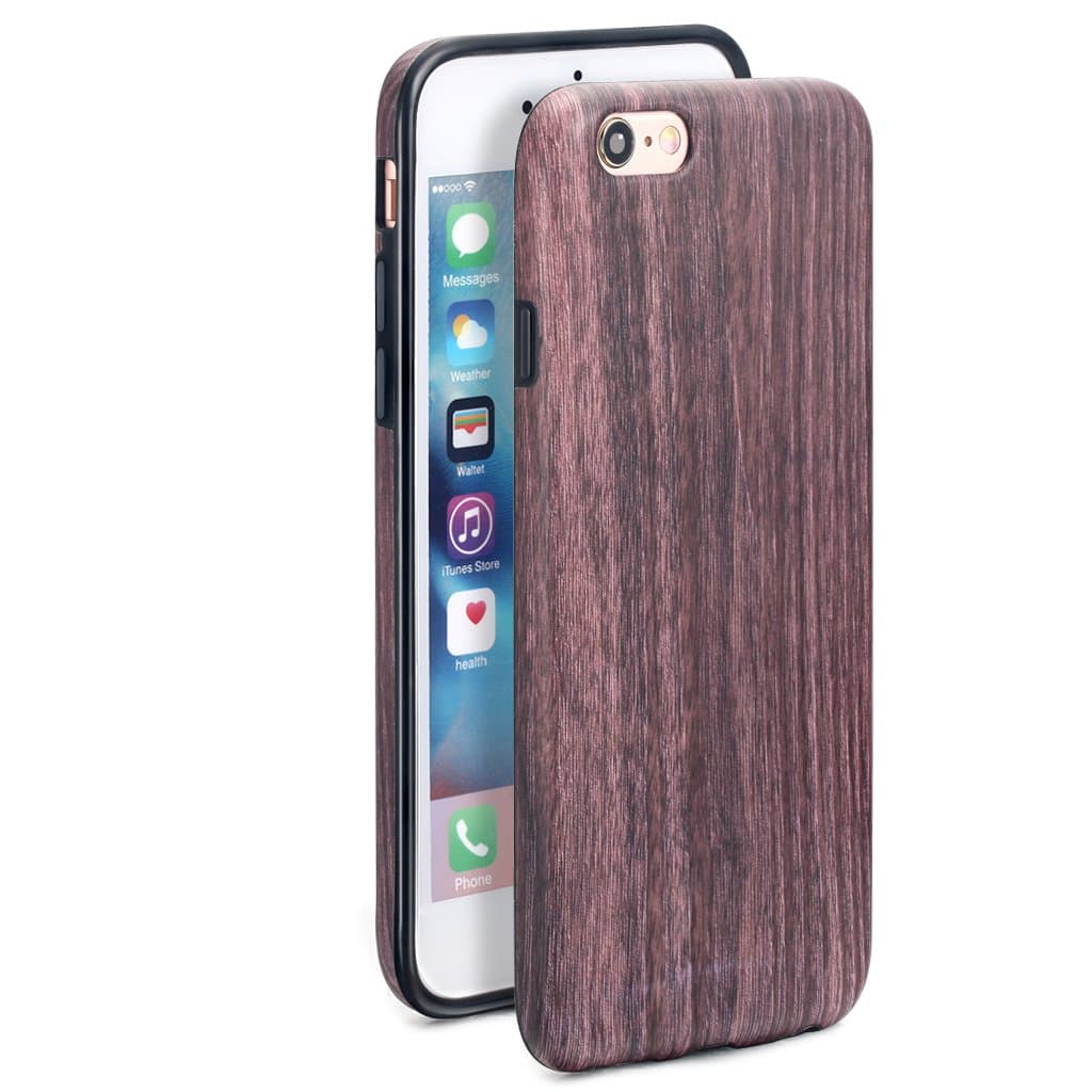 5.5" iPhone 6 Plus 6S Plus SGSELLER™ TPU IMD Slim-Fit Ultra-Thin Anti-Scratch Shock Proof Dust Proof Anti-Finger Print Matte Case Casing (Textured Wood - Java Bean)