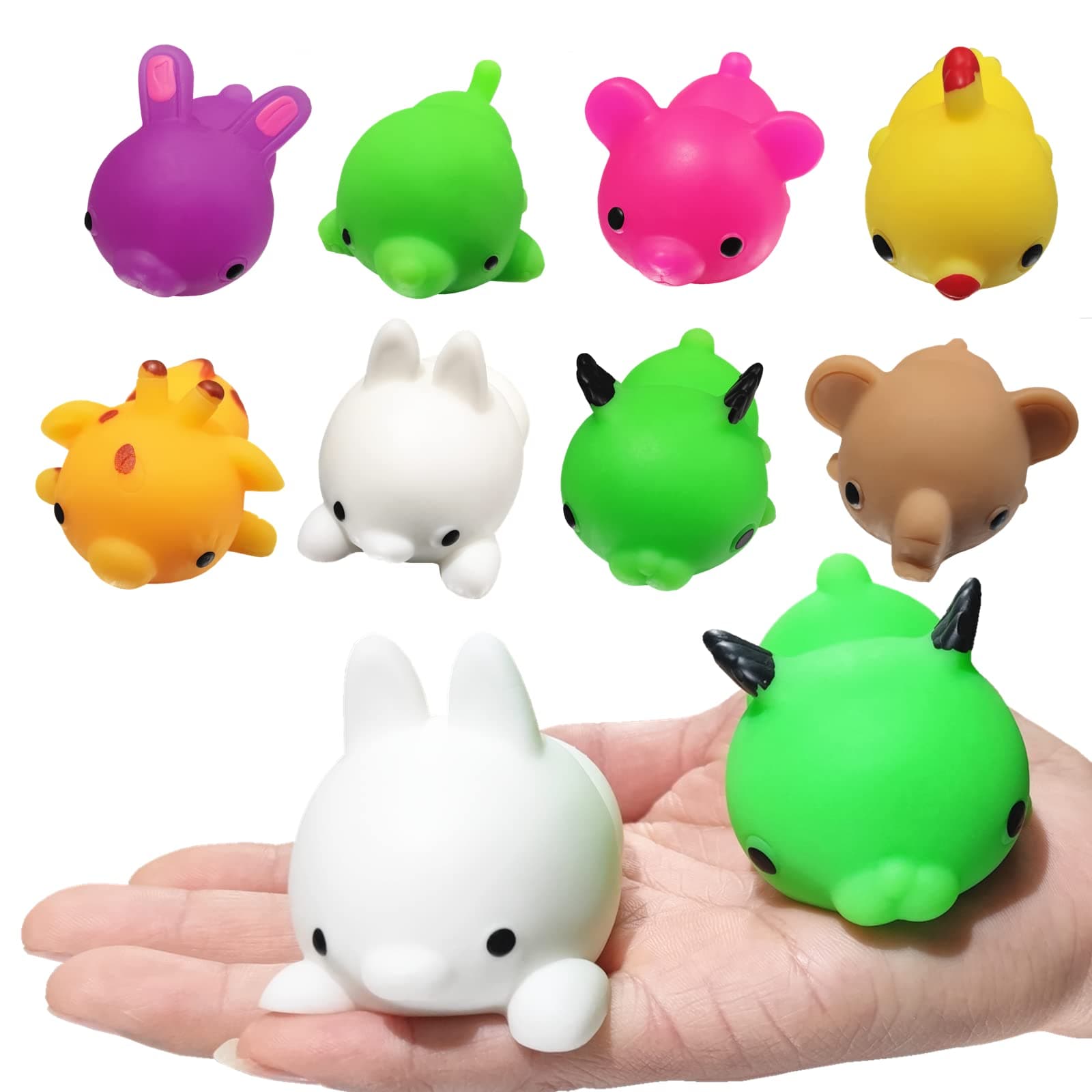 Giant Mochi Squishy 16 Pack (4Pack Jumbo+12Pack Regular),Adorable Soft Squishy Animals Stress Relief Toy,Kids Party Favor with Storage Box