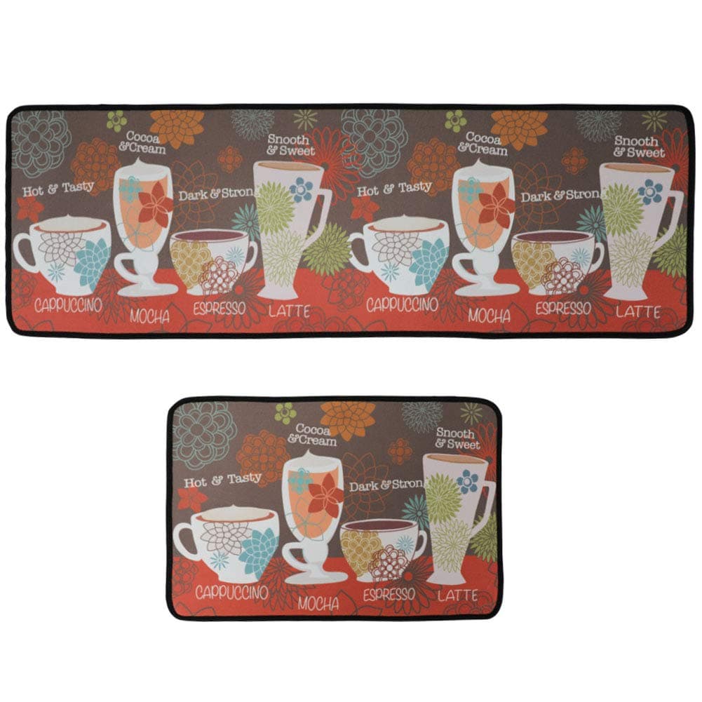 LEEBEI Kitchen Mats Rugs Sets Non-slip Washable Floor Carpet Bedroom Mats Sets (47.2 ×15.7 inch +23.6×15.7 inch (Cups)