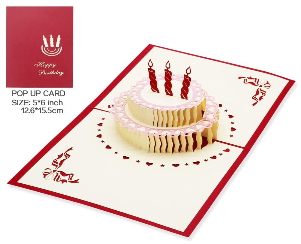 Christmas 3D Birthday Cake, Pop Up Anniversary Cards, Handmade Pop Greeting Card Pop Up (Birthday Card)