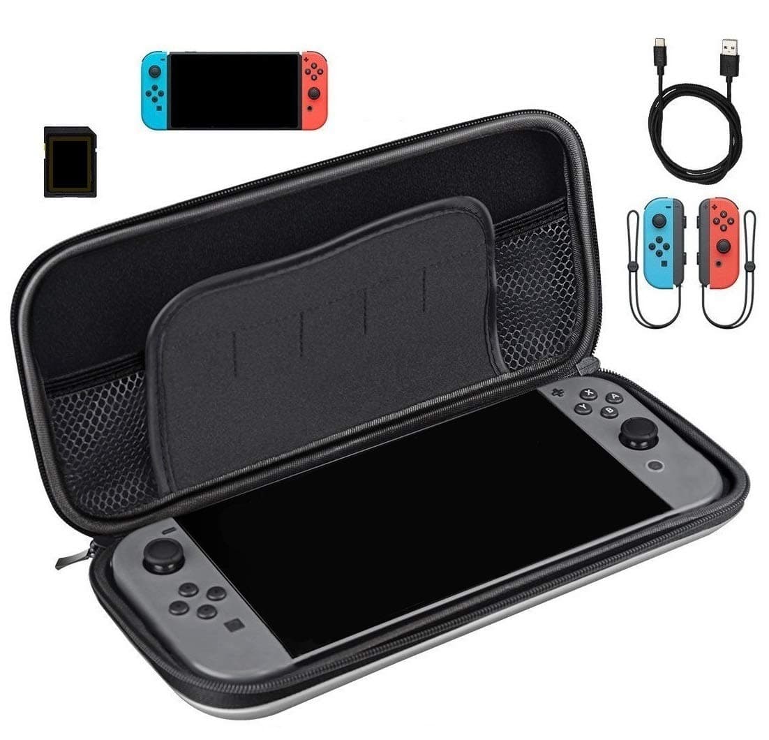 Carrying Case Compatible with Nintendo Switch - Protective Hard Portable Travel Carry Case Shell Pouch for Console & Accessories - Silver
