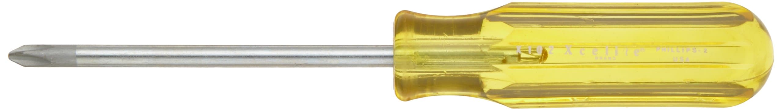 Xcelite SX101 Chrome Vanadium Steel Phillips Round Blade Stubby Screwdriver, PH 1 Head, 1-7/16" Blade Length, 3-7/16" Overall Length