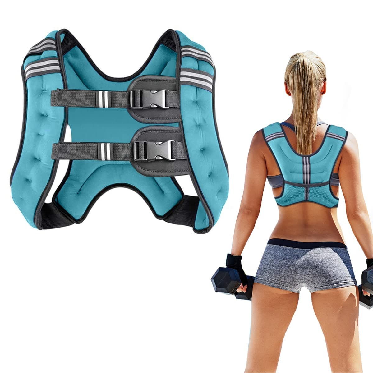 Prodigen Weighted Vest for Women and Men 8 12 16 20 25 30 Lbs with Reflective Stripe and Double Adjustable Buckle Straps Weight Vests for Strength Training, Jogging, Cardio, Weight Loss