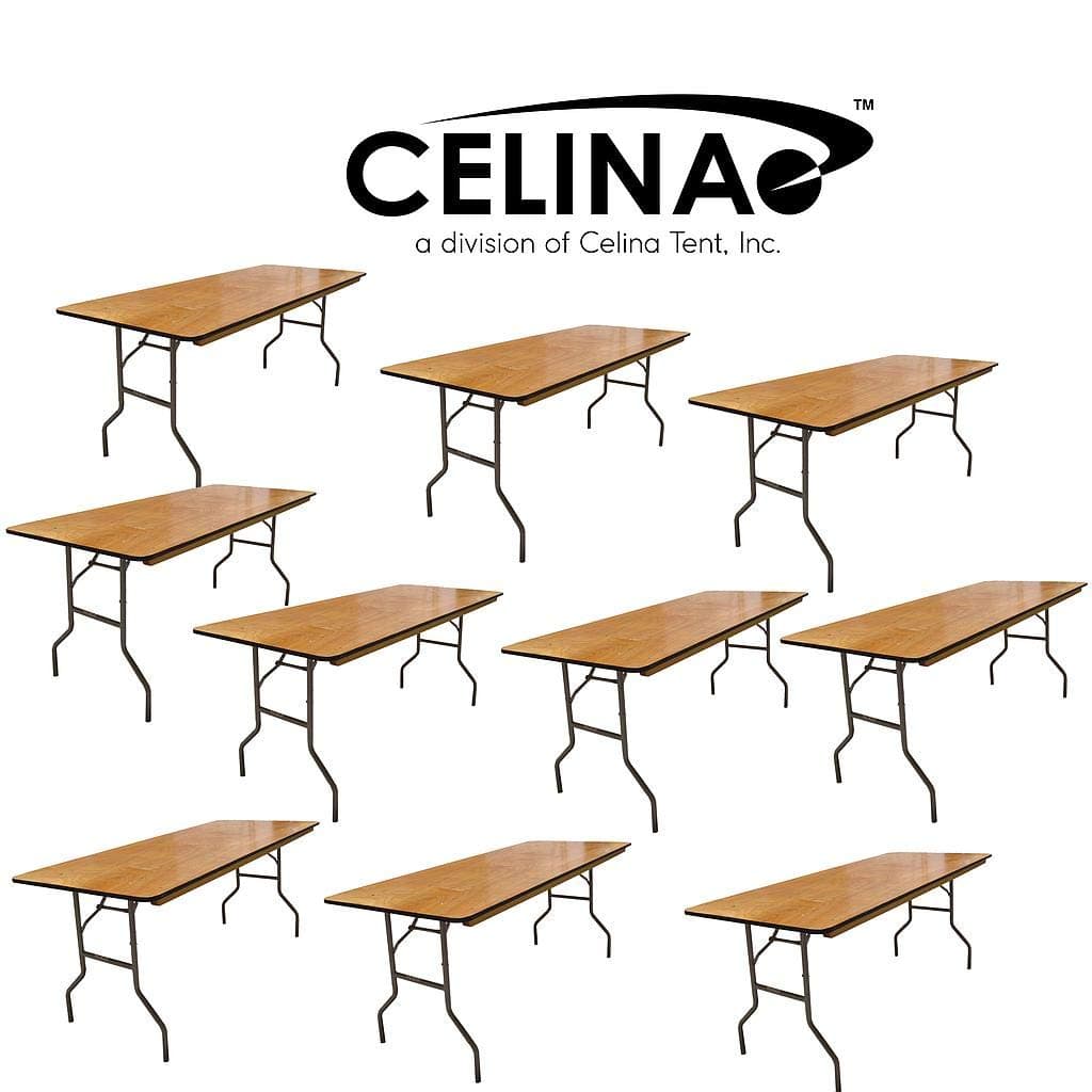 Celina Tent 8' Wood Banquet Table 30"x 96" Set of 10