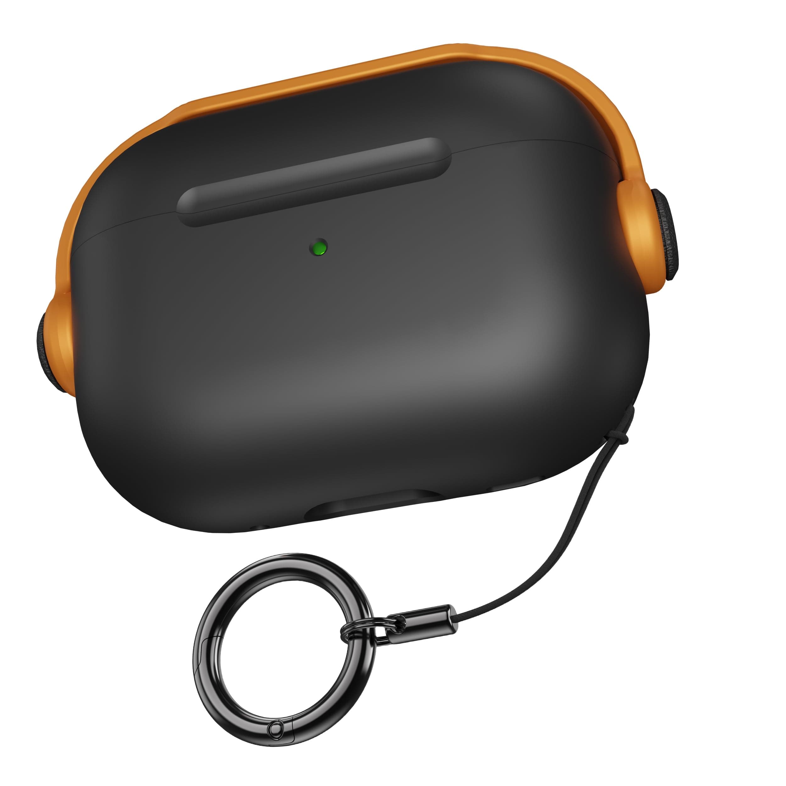 SounceAntilost Lid Case Shell for Airpods pro 2 Case Cover with Lanyard, Full Protection Tough Shockproof Lock Cover Compatible with Airpods pro 2 Gen-2 (2022, 2023) with Carabiner - Black & Yellow