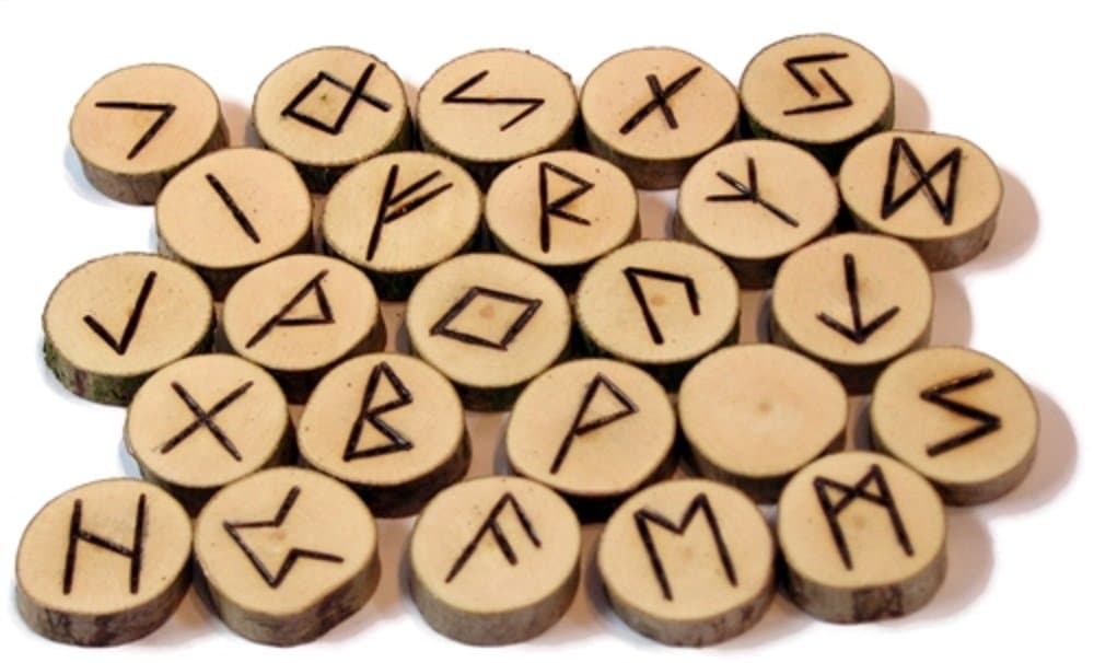 Elder Futhark Wood Runes, 25 Piece Set with Pouch and Booklet
