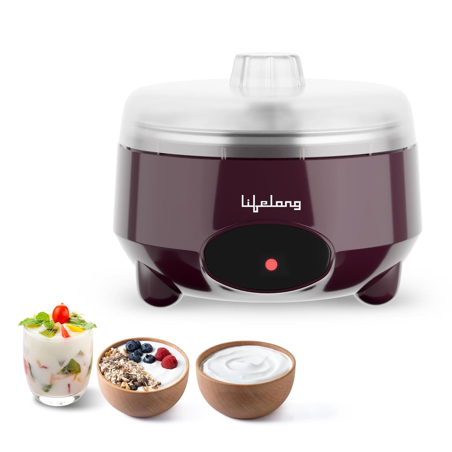 Lifelong Yogurt & Curd Maker for Home | Automatic Curd Maker with Auto Temperature Regulation | Electric Probiotic Yogurt Maker Machine for Kitchen (1 Litre) | 304 Stainless Steel Container (LLECM18)