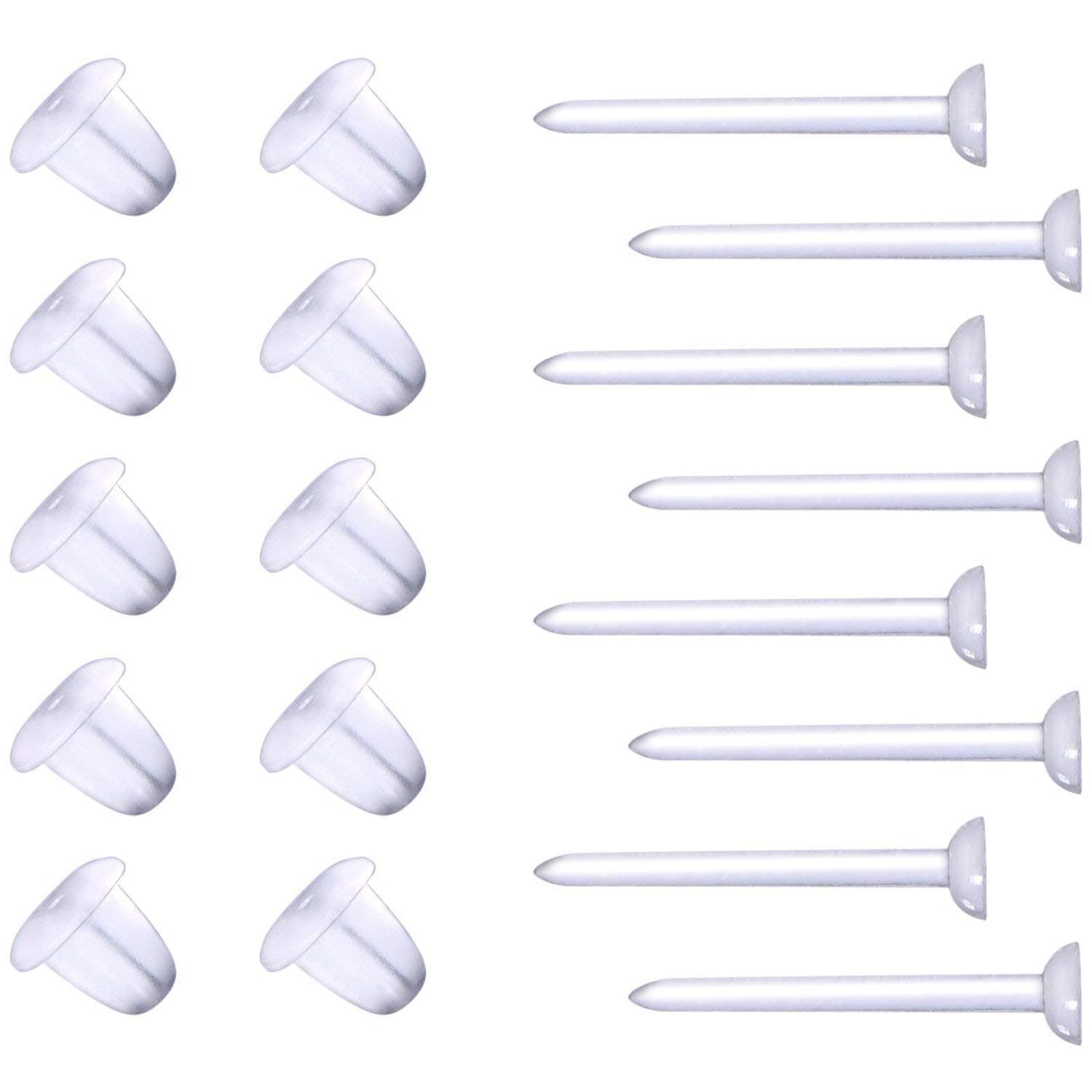 Kim Carrey 100 Pairs Plastic Earring Posts and Silicone Rubber Backs Soft Clear Ear Clutch for Fish Hook Studs Hoops Earring
