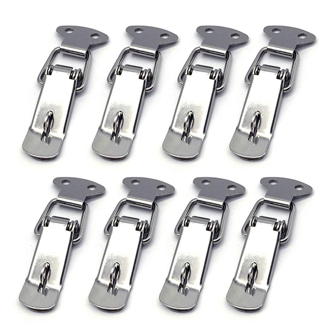 FUJIE 8Sets Stainless Spring Loaded Toggle Catch Latch Hasp Toggle clamp for Case Box, Toolbox, Drawer, Cabinet, Chest Trunk - Silver