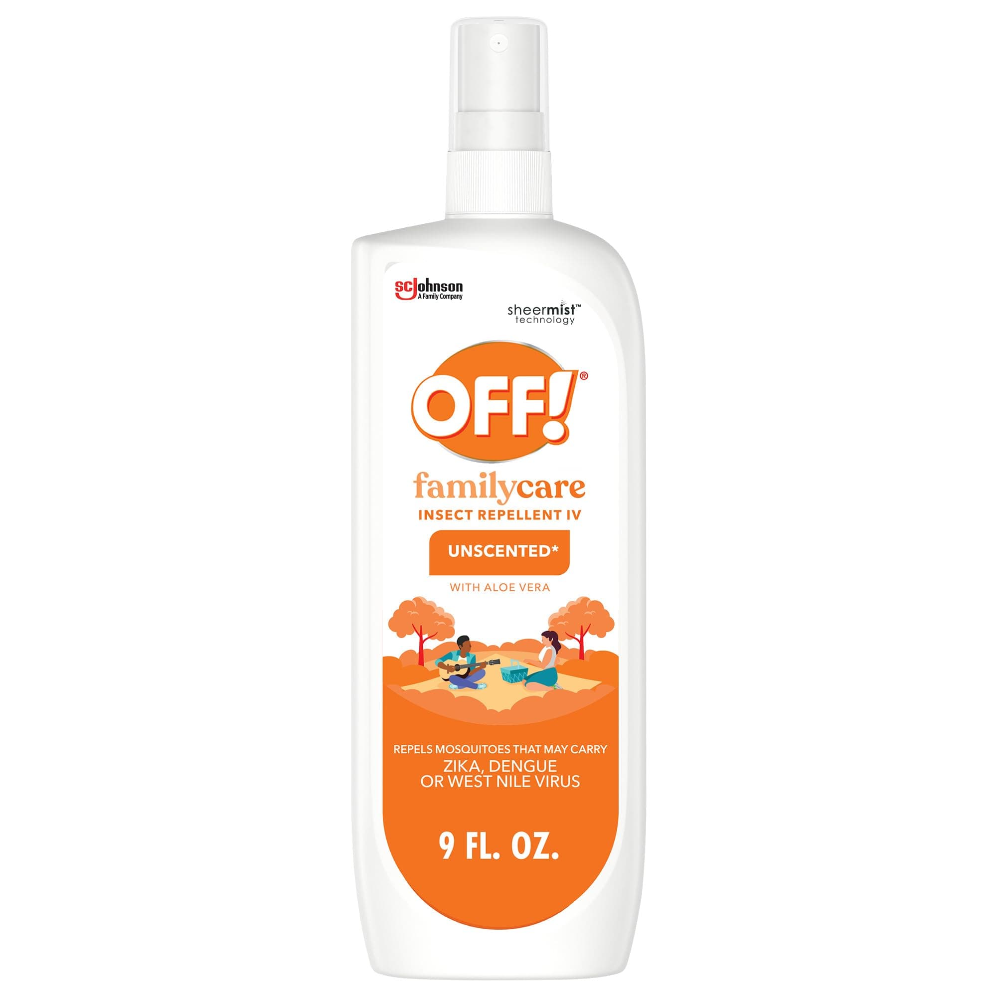 OFF! Family Care Insect & Mosquito Repellent Spritz, Bug Spray Containing 7% DEET, Unscented Repellent with Aloe Vera Protects Against Mosquitoes, 9 Oz