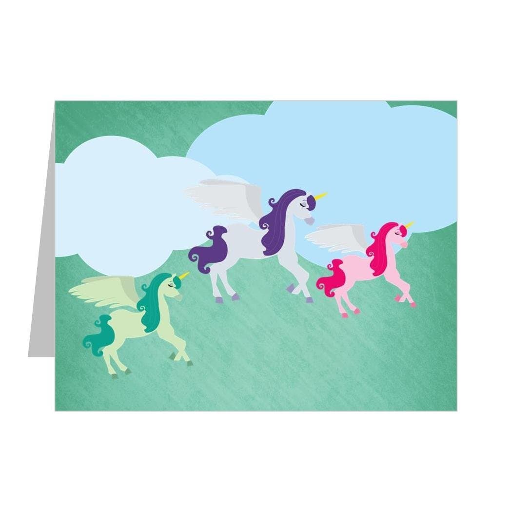 Unicorn Stationery Set with Guide Lines for Kids ([12] 5.5" x 4.25" Top-Folding Note Cards for Kids per Pack)