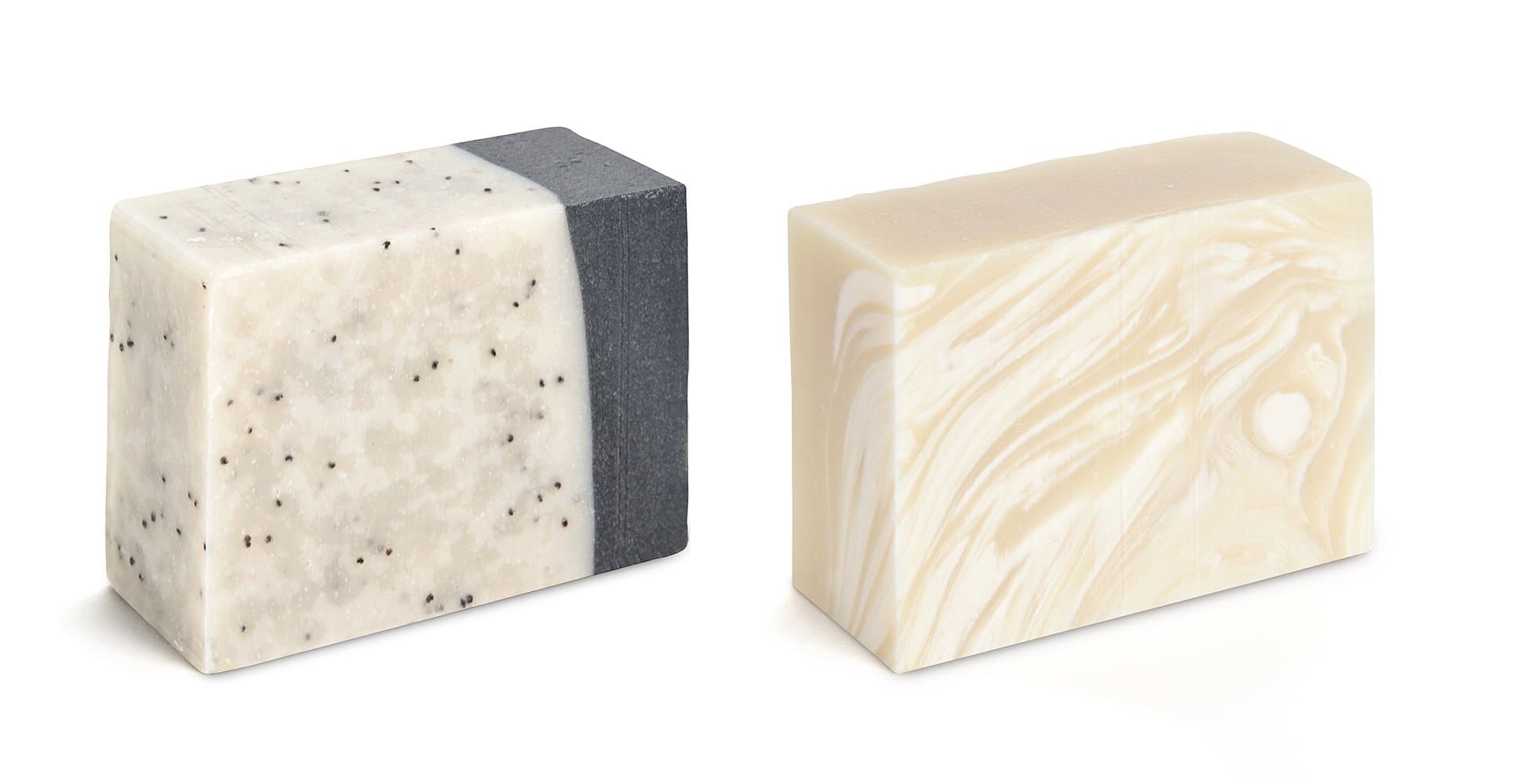 Set of 2 Extra Large 4 oz Natural Olive Oil Soap Bars - Made w/Olive, Coconut & Avocado Oils - Enriched w/Shea & Cocoa Butters - Promotes Skin Softness & Elasticity (Clay/Charcoal & Goat Milk)