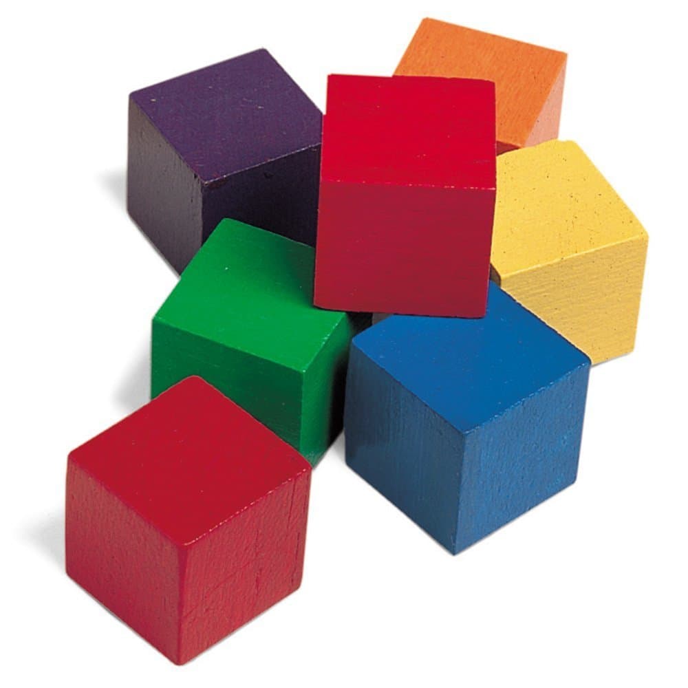 Wooden Color Cubes, 1-inch