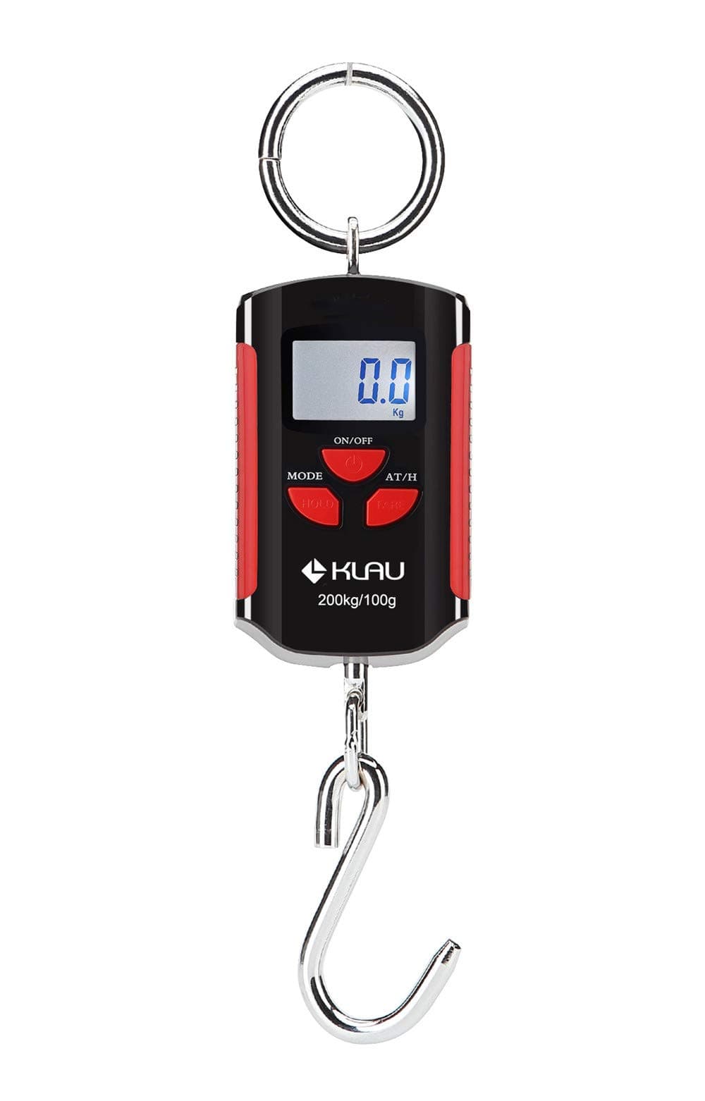 KlauKlau Mini Crane Scale, Portable 200 kg / 400 lb Heavy Duty Digital Scales LCD Display with Backlight for Home Farm Market Fishing Hunting Black and Red