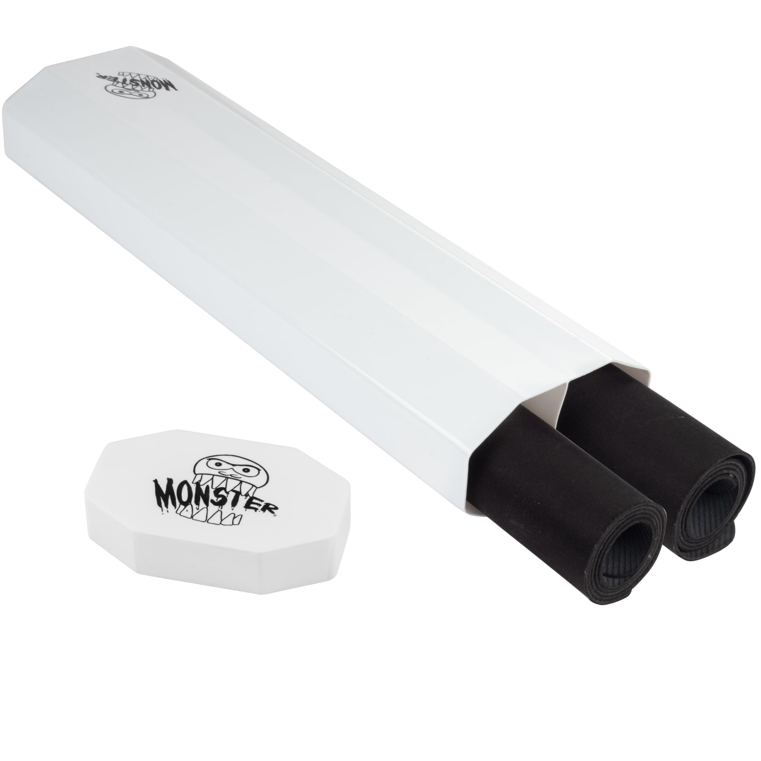 Dual Playmat Tube - Monster Protectors Prism-Shaped Play Case Holds Two Playmats at Once - Won't Roll Off Surface and Easy in and Out Design- Add Your Own Designs on Marker Surface!