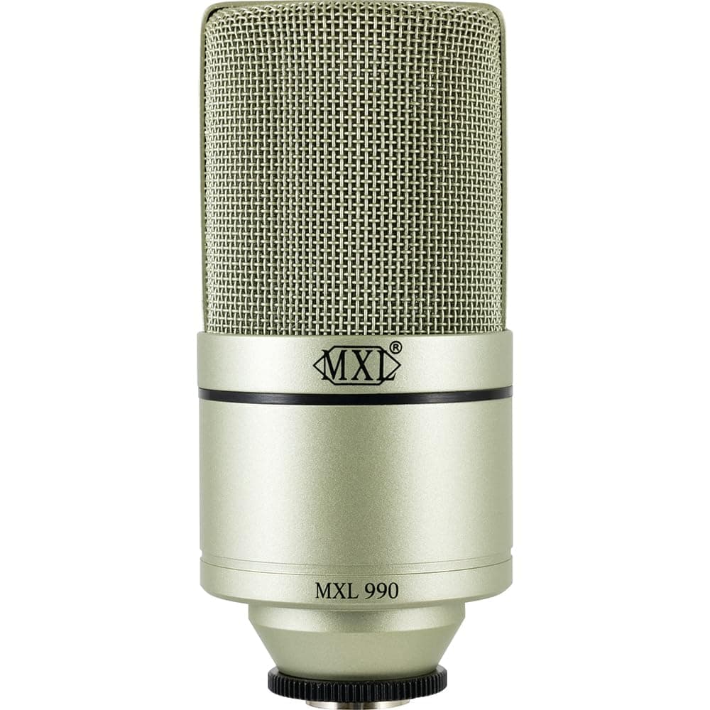 MXL 990 Condenser Microphone for Podcasting, Singing, Home Studio Recording, Gaming & Streaming | Detailed Sound | XLR | Large Diaphragm (Champagne)