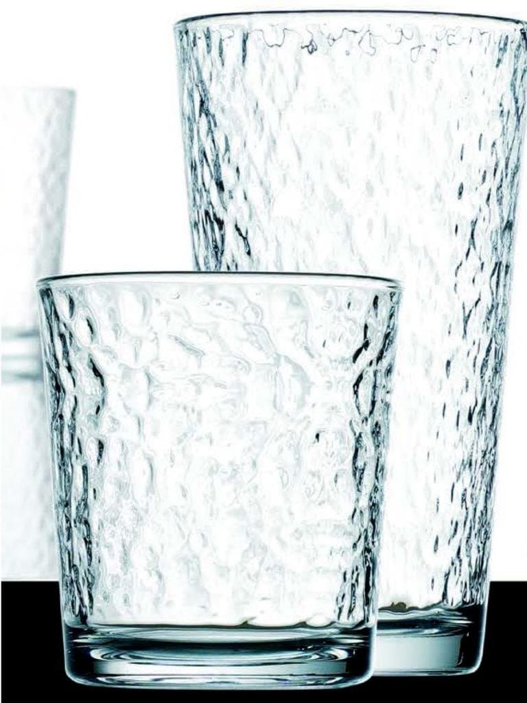 Set of 16 Durable Hammered Glass Drinking Glasses ~ Includes 8 Highball Glasses and 8 DOF Glasses ~ 16-piece Elegant Glassware Set