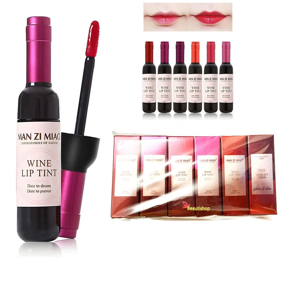 Lipstick, Lip stains set Matte Long Lasting Waterproof Lip Tint Set Lip Gloss Lip Stainأحمر شفاه النبيذ (Six-color suit)