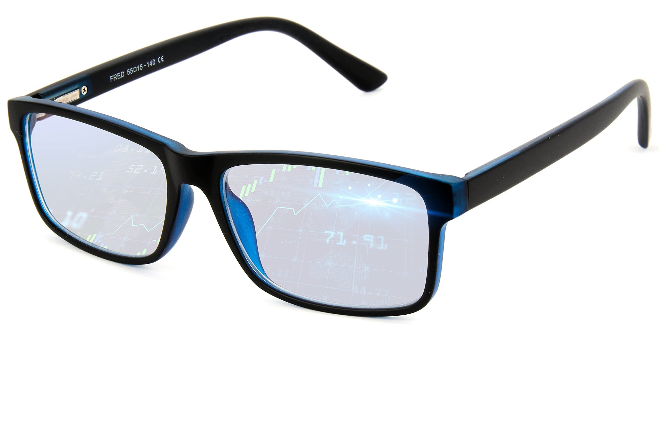 BLUE CUT Blue Light Blocking Glasses – Anti-Fatigue Computer Monitor Gaming Glasses Prevent Headaches Gamer Glasses unisex-adult|Black/Blue|Large