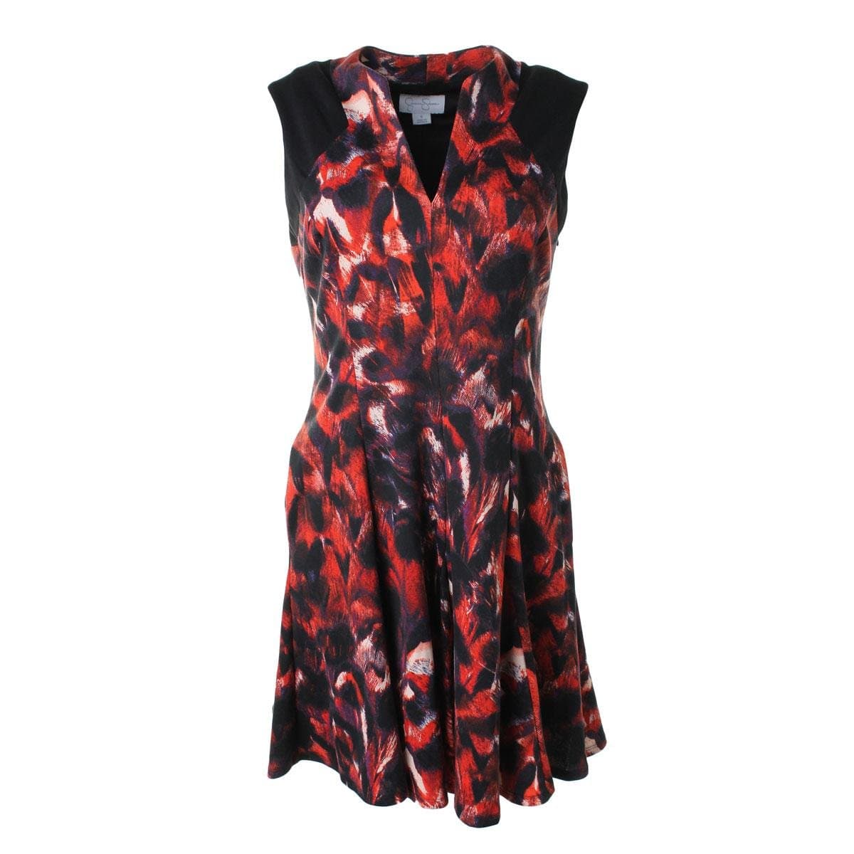 Jessica Simpson Women's Sleeveless Printed V-Neck Flare Dress