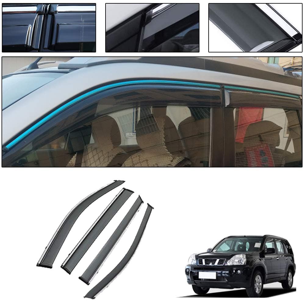Side Window Deflectors for Nissan X-Trail 2008-2013 Car Window Visor Sun Rain Smoke Vent Shade Tape-On Outside Visors