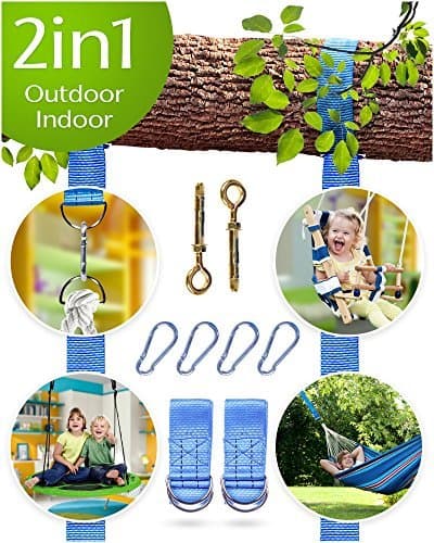 Swing Straps - Indoor :: Outdoor Hanging swing - Tree swing strap for all kids: baby toddler infant - BONUS: ceiling hanging swing hooks